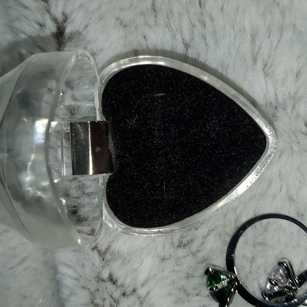 3/Glass Stone 6-Prong Silver Rings|Clear-Green-Purple|Single Cut Glass-Sz 9.5 - Picture 11 of 12